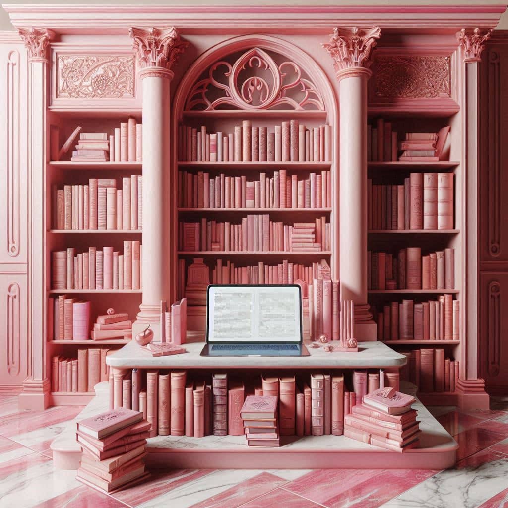 pink library full of Ebooks