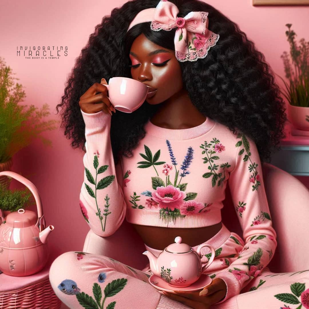 a women drinking tonic tea on a self-love journey